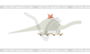 Diplodocus dinosaur on skateboard. Dino - vector image