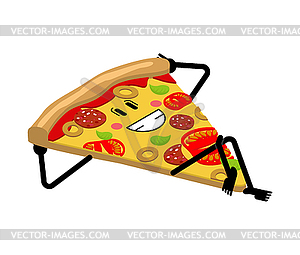 Happy Slice pizza. cartoon food - royalty-free vector image