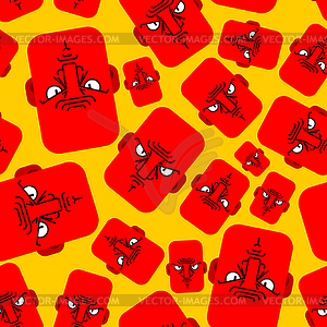 Angry face red pattern seamless. Evil emotion - vector clip art