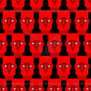 Angry face red pattern seamless. Evil emotion - vector clipart
