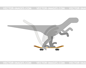 Velociraptor on skateboard. Dino Skateboarder. - vector clipart