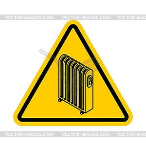 Attention Radiator heat . Warning yellow road - vector clip art