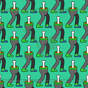 Zombie legs pattern seamless. Green feet of dead ma - vector clipart