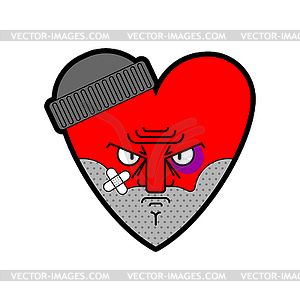 Hooligan love. bully heart. ruffian amur - vector image