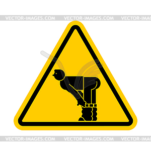 Attention ass. Warning yellow road sign. Caution Ma - vector clipart