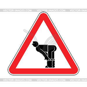 Attention ass. Warning yellow road sign. Caution Ma - vector clipart