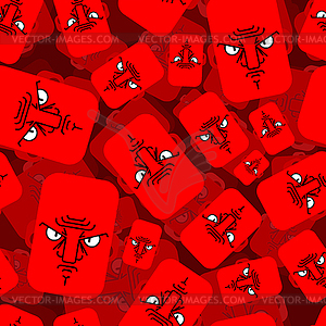 Angry face red pattern seamless. Evil emotion - vector EPS clipart