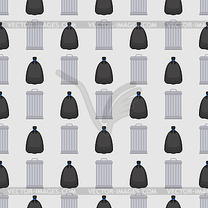 Trashcan and garbage bag pattern seamless. Trash ca - vector clip art