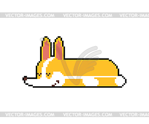 Corgi sleeping pixel art. asleep small dog cartoon  - vector clipart