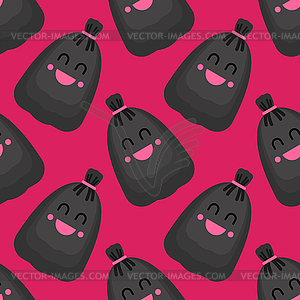 Garbage bag pattern seamless. rubbish black sack - vector clip art