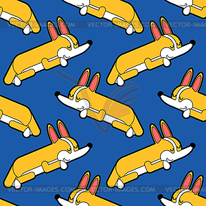 Corgi sleeping pattern seamless. asleep small dog - vector image