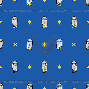 Owl pattern seamless. eagle-owl flat background . - vector clipart