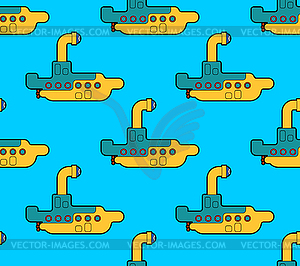 Submarine cartoon pattern seamless. Ship for - color vector clipart