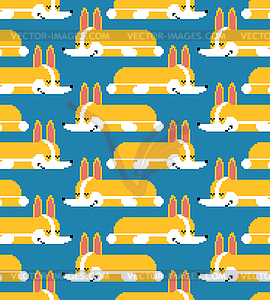 Corgi pixel art pattern seamless. small dog - vector image