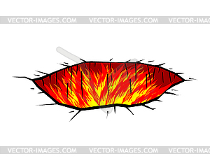 Pit to hell. Fire Rift. Hole in purgatory - vector clipart