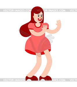 Angry woman screaming . grumpy female shout - vector clipart