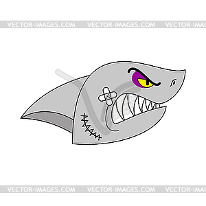 Hooligan Shark face. bully Water predator. ruffian - stock vector clipart