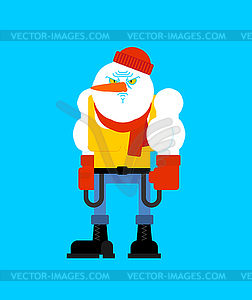 Hooligan snowman. bully Santa Claus helper. - vector clip art