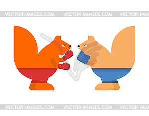 Squirrel boxer. Rodent in boxing gloves - vector image