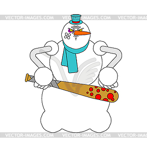 Hooligan snowman. bully Santa Claus helper. - vector image