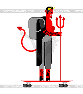 Дьявол Хипстер и лонгборд. Сатана Модный взгляд - изображение в векторе / векторный клипарт