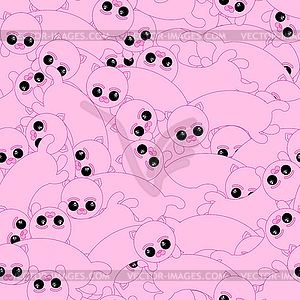 Cute cat pattern seamless. sweet pet background. - vector clipart