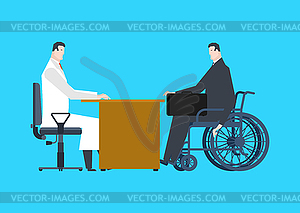 Doctor and disabled person. medical man visit and - royalty-free vector clipart