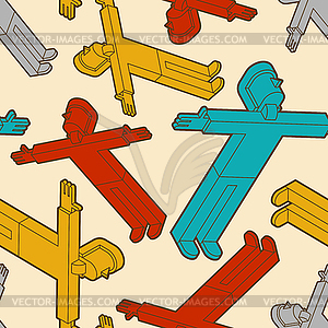 Man is flying pattern seamless. Guy spread his - vector clipart