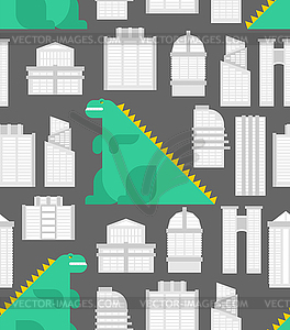 Dinosaur in city pattern seamless. Dino in town - vector clip art