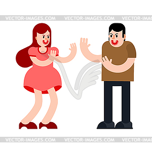 Couple swears. Man and woman are arguing. Guy and - color vector clipart