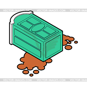Portable toilet fell and shit leaked - vector image