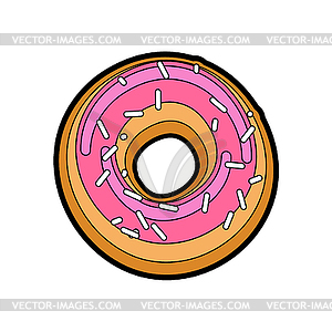 Pink donut . Strawberry doughnut - vector image