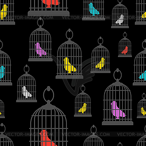 Птица в клетке бесшовные. фон - изображение в формате EPS