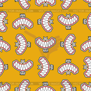 Little angry dog pattern seamless. small Pet Teeth - vector image