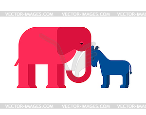 Слон и Осел США. Республиканец и демократ - стоковое векторное изображение