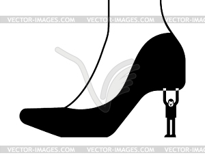 Henpecked man Holding woman shoe - vector image