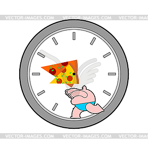 Fat man inside clock. Time to lose weight - vector image