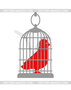 Bird in cage . Symbol of bondage - vector clip art