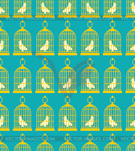 Bird in cage pattern seamless. background - vector clipart