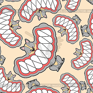 Little angry dog pattern seamless. small Pet Teeth - vector image