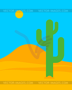 Desert landscape cartoon. Sand and cactus - vector clip art