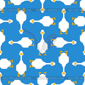 White goose pattern seamless. Domestic waterfowl - vector clipart