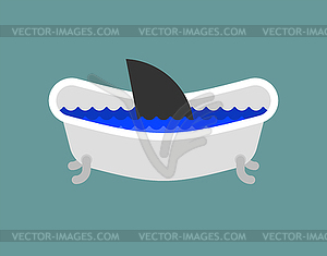 Shark in bath cartoon - vector clipart
