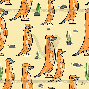 Meerkat pattern seamless. Small mongoose background - vector clip art