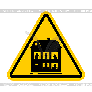 Attention Family home. Warning yellow road sign. - vector clipart