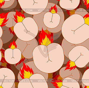 Butthurt background . Ass on fire ornament. Butt - vector clipart