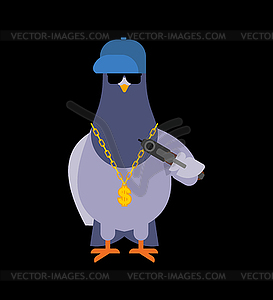 Голубь гангстер. Классная городская птица. SWAG гангста. - иллюстрация в векторном формате