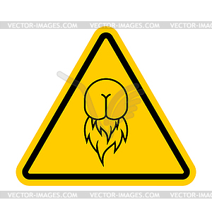 Attention Butthurt. Warning yellow road sign. - vector clipart