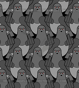 Pigeon shows fuck pattern seamless. Angry dove - vector clipart