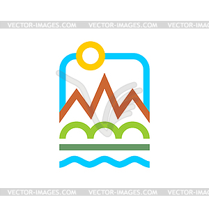 Travel logo. Sky and Sea. Travel agency sign. Natur - vector image